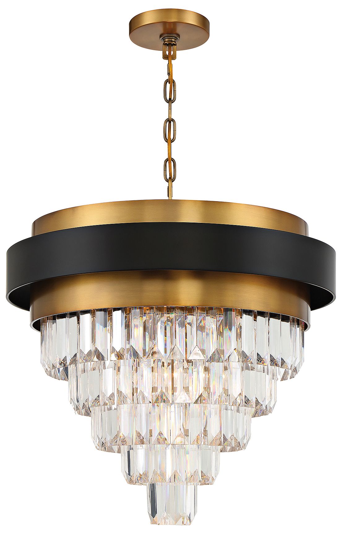 Image 4 Marquise 4-Light Chandelier in Matte Black with Warm Brass Accents more views