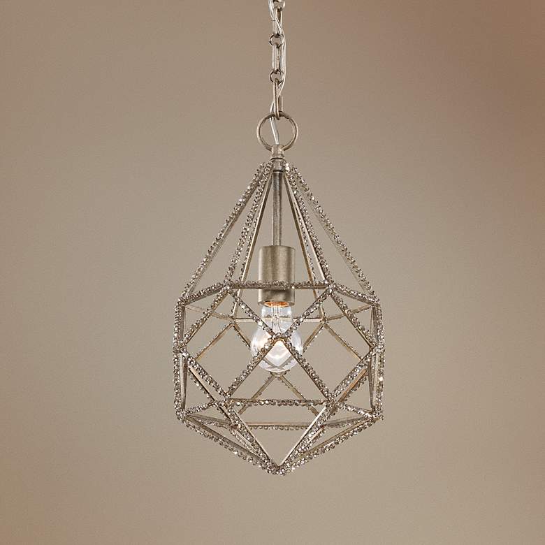 Image 1 Marquise 9 3/4" Wide Burnished Silver Mini Pendant
