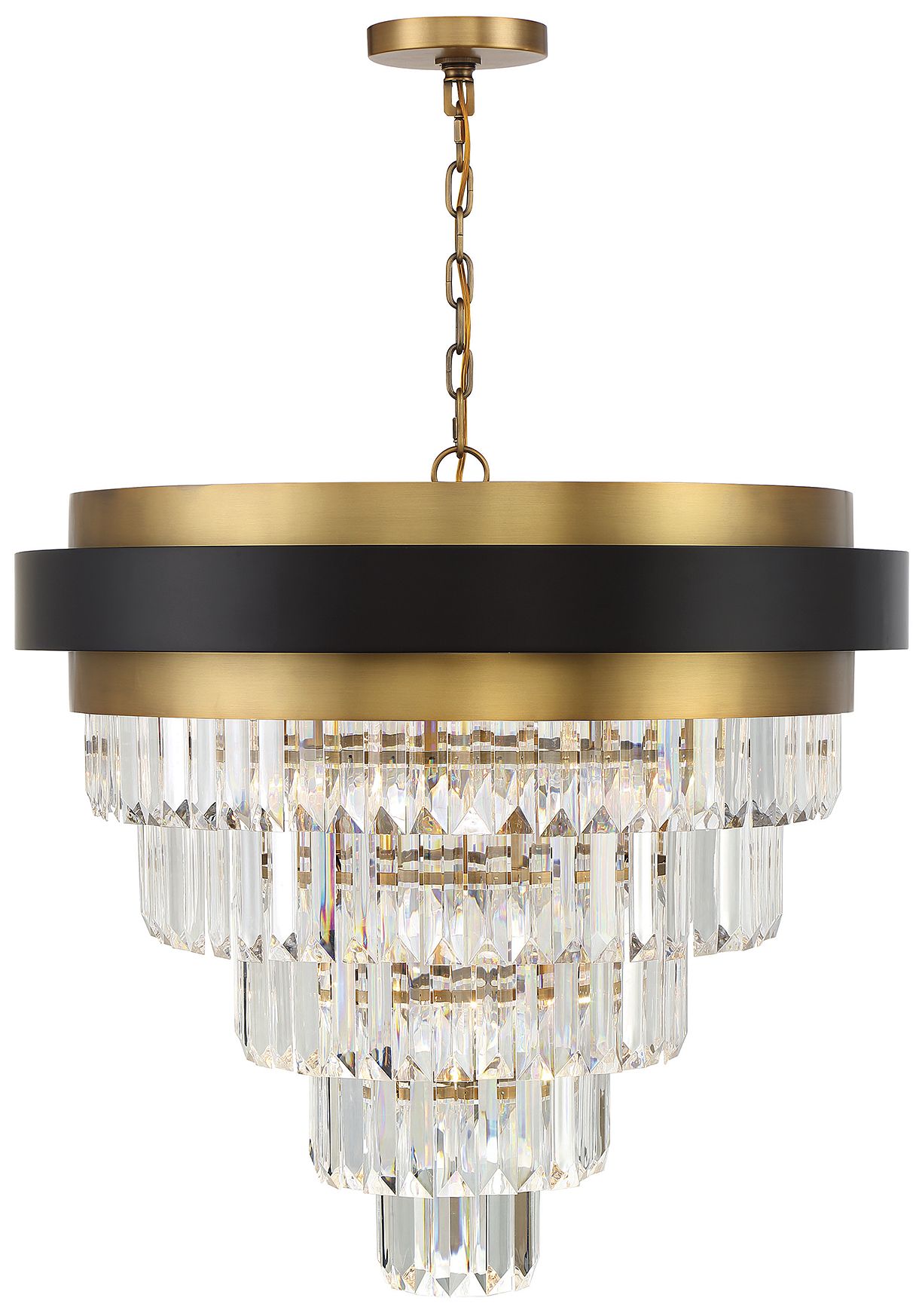 Marquise 9-Light Chandelier in Matte Black with Warm Brass Accents