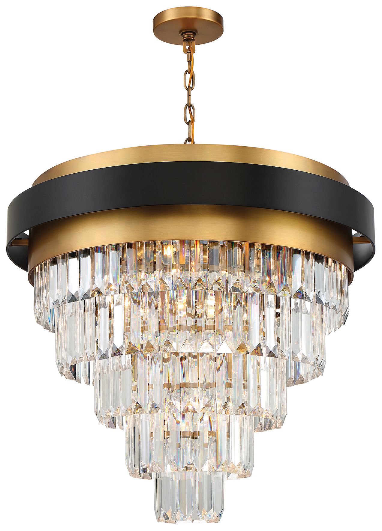 Image 3 Marquise 9-Light Chandelier in Matte Black with Warm Brass Accents more views