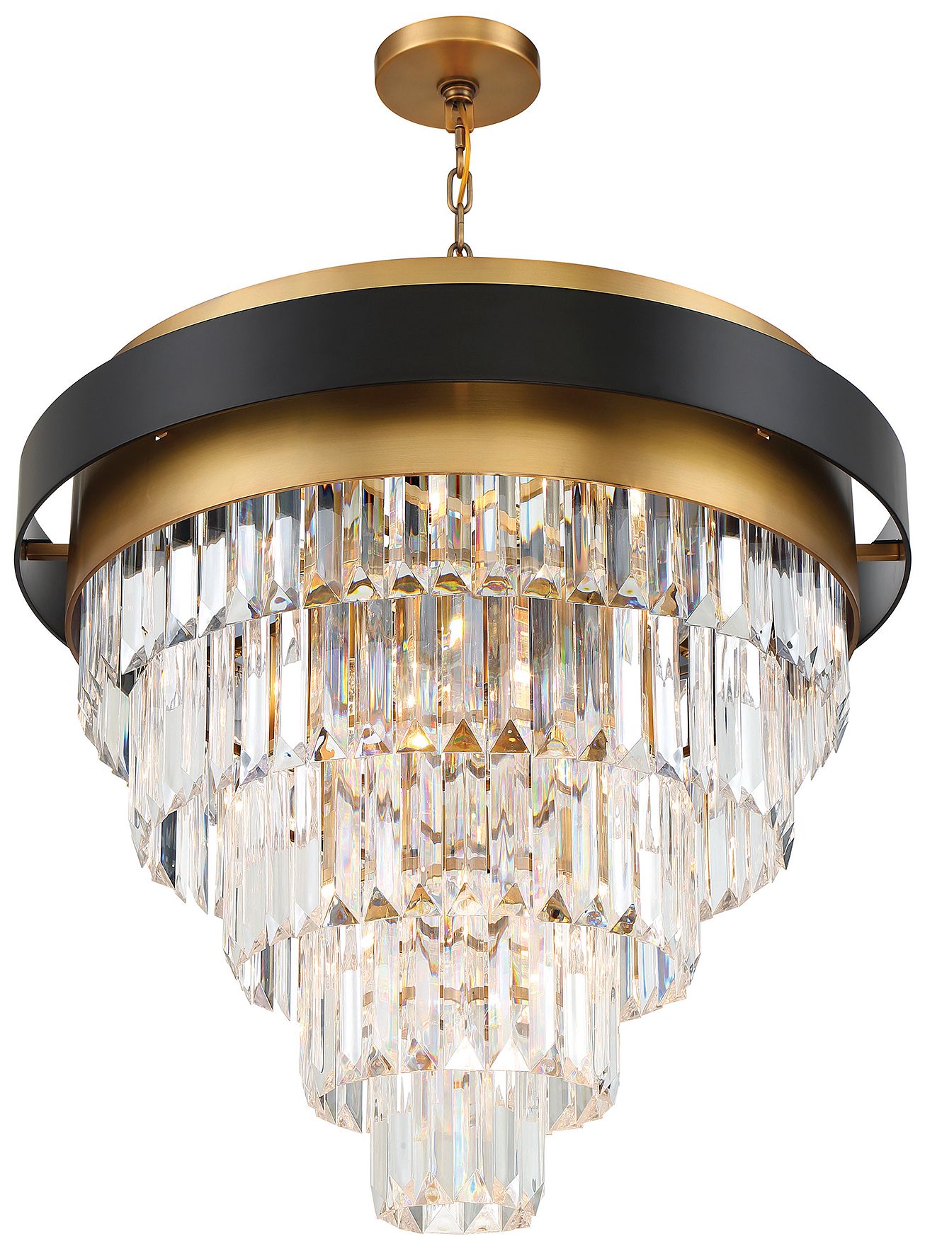 Image 4 Marquise 9-Light Chandelier in Matte Black with Warm Brass Accents more views