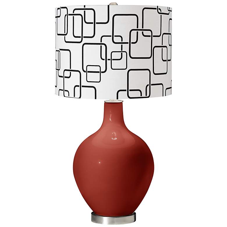 Image 1 Marsala Abstract Rectangle Shade Ovo Table Lamp