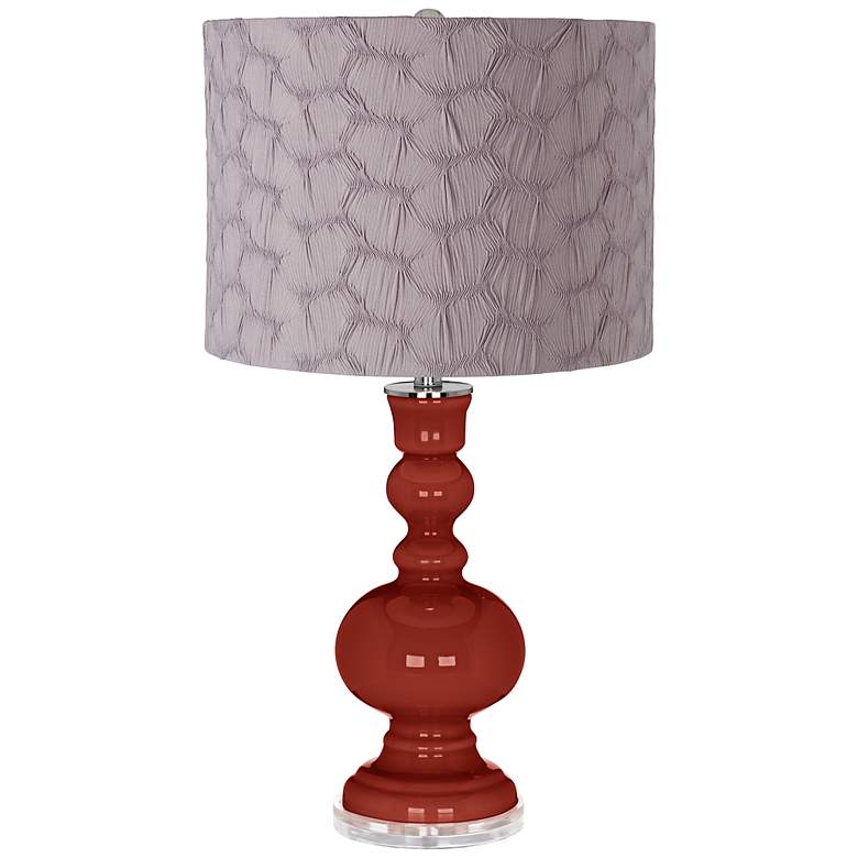 Image 1 Marsala Gray Pleated Drum Shade Apothecary Table Lamp