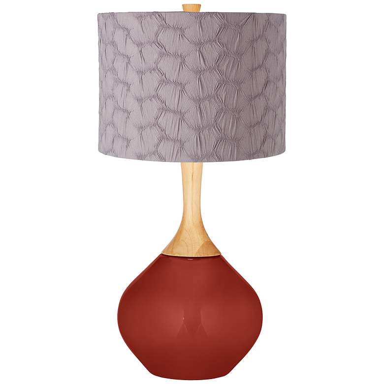 Image 1 Marsala Gray Pleated Drum Shade Wexler Table Lamp