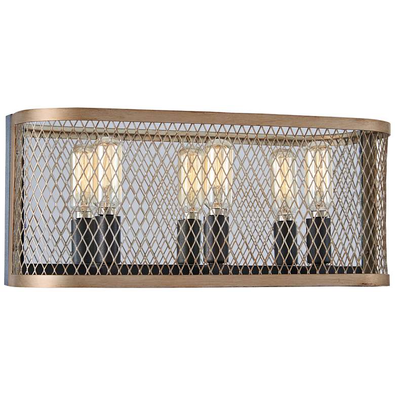 Image 1 Marsden Commons 15 1/2"W Iron and Gold 3-Light Bath Light