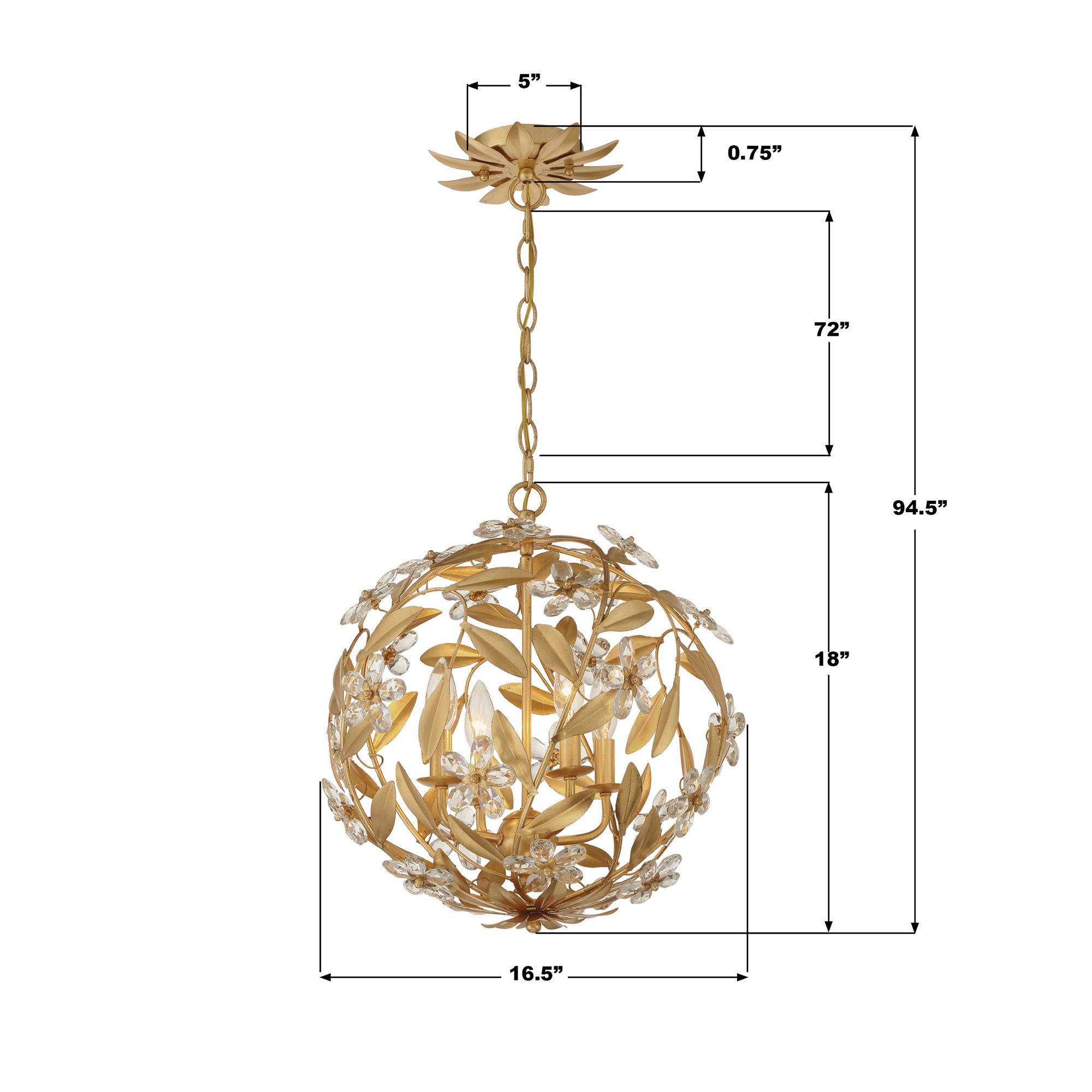 Marselle 16 1/2" Wide Antique Gold Sphere Pendant Light
