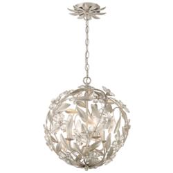 Marselle 16 1/2" Wide Antique Silver Globe 4-Light Pendant