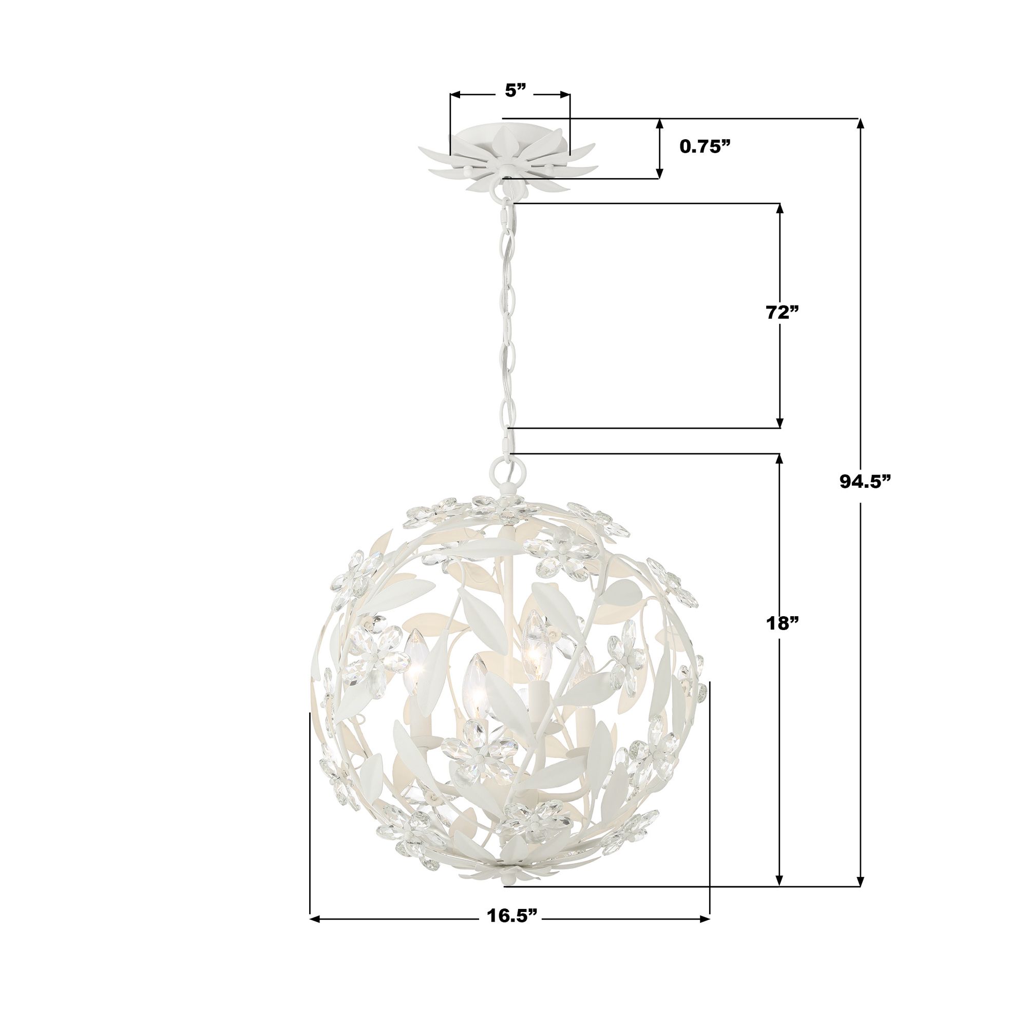 Marselle 16 1/2" Wide Matte White Sphere Pendant Light