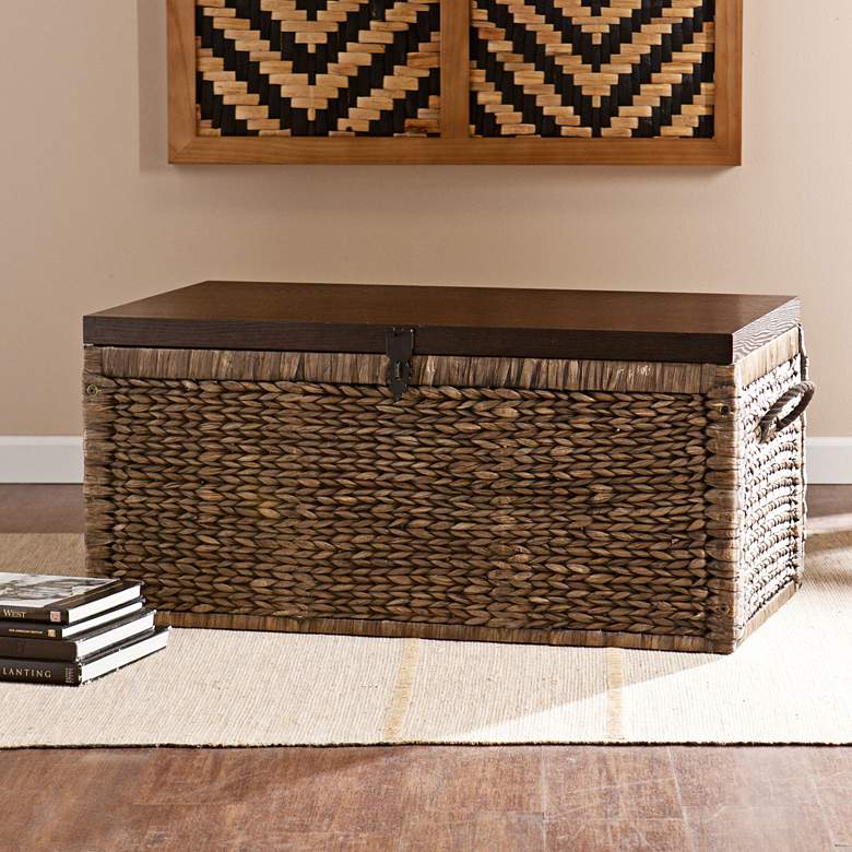 Image 4 Marsh 37 3/4" Wide Blackwash Espresso Finish Storage Trunk more views