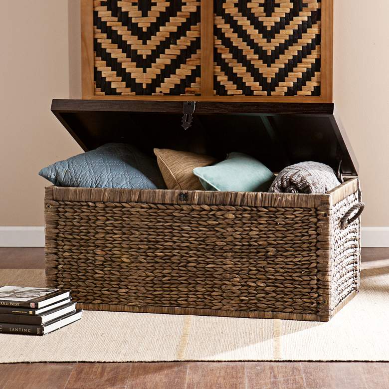 Image 5 Marsh 37 3/4" Wide Blackwash Espresso Finish Storage Trunk more views