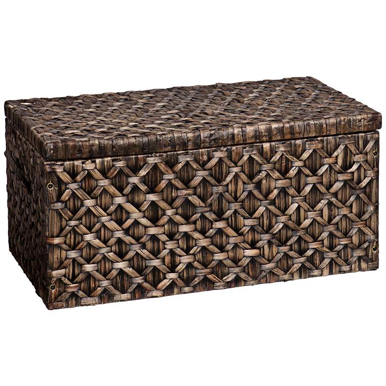 Image 1 Marsh 37 3/4" Wide Blackwash Water Hyacinth Storage Trunk