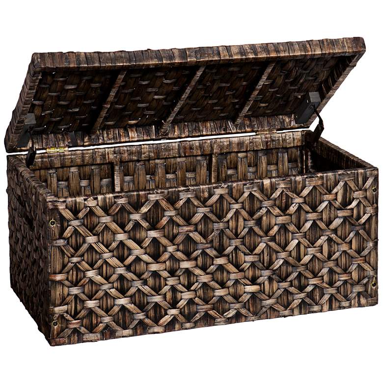 Image 2 Marsh 37 3/4" Wide Blackwash Water Hyacinth Storage Trunk more views