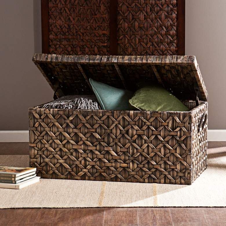 Image 5 Marsh 37 3/4" Wide Blackwash Water Hyacinth Storage Trunk more views