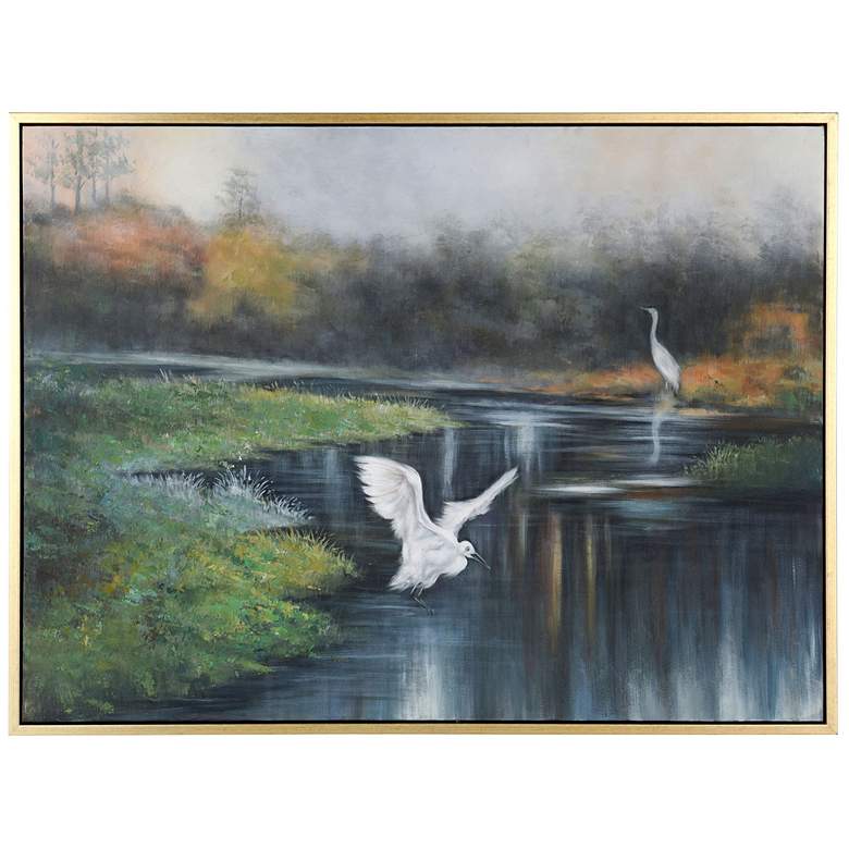 Image 1 Marsh Flight 49.75" x 37.75" Hand Painted Framed Canvas Wall Art