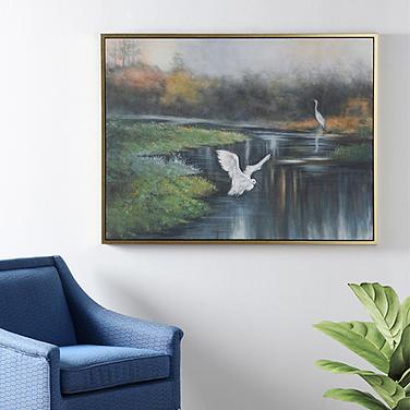 Marsh Flight 49.75" x 37.75" Hand Painted Framed Canvas Wall Art