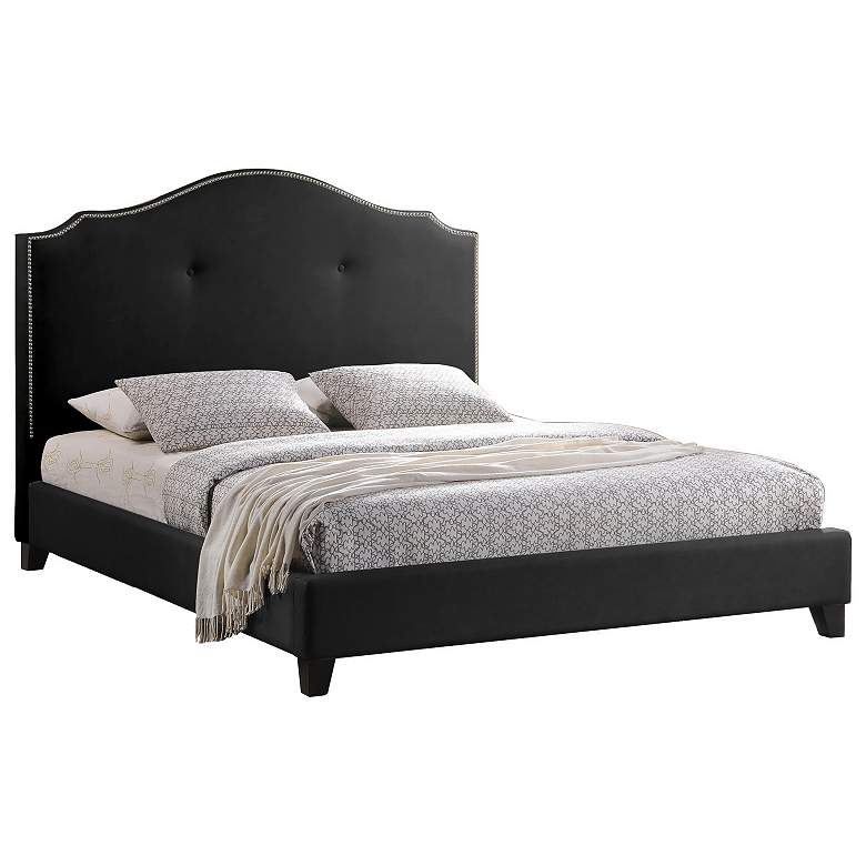 Image 1 Marsha Scalloped Black Modern Queen Bed