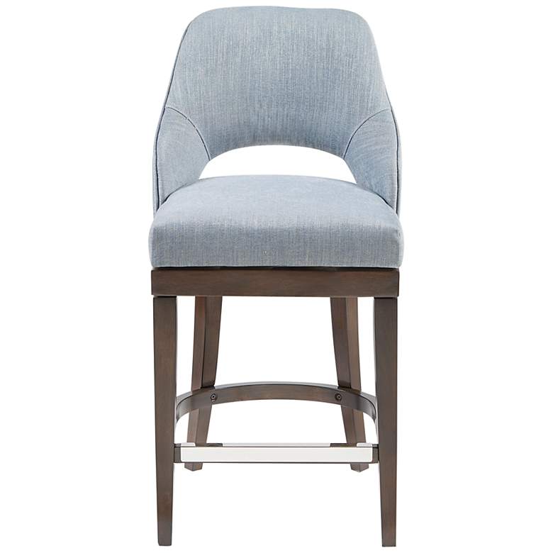 Image 5 Marshall 26 inch Blue Fabric Swivel Counter Stool more views