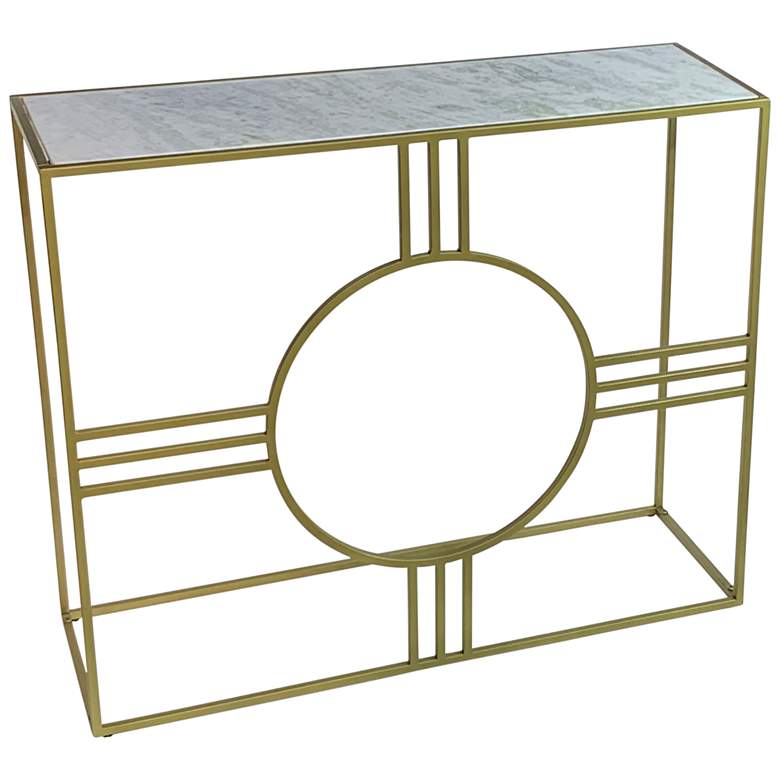Image 1 Marshall Antique Gold White Marble Console Table