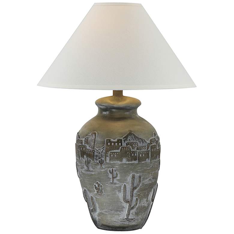 Image 2 Marshall Clay 30 inch High Rustic Hydrocal Vase Table Lamp
