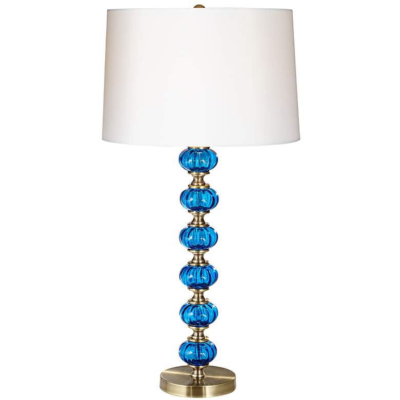 Image 1 Marta Brass and Blue Glass Console Table Lamp
