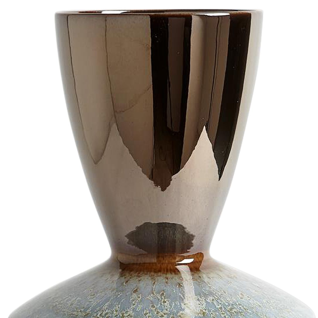 Image 2 Marta's 13 1/2"W Bronze with Reactive Blue Decorative Vase more views