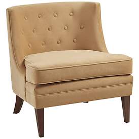 Image2 of Marth Stewart Halleck Dark Rich Gold Fabric Tufted Accent Chair