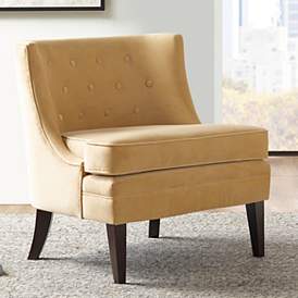 Image1 of Marth Stewart Halleck Dark Rich Gold Fabric Tufted Accent Chair