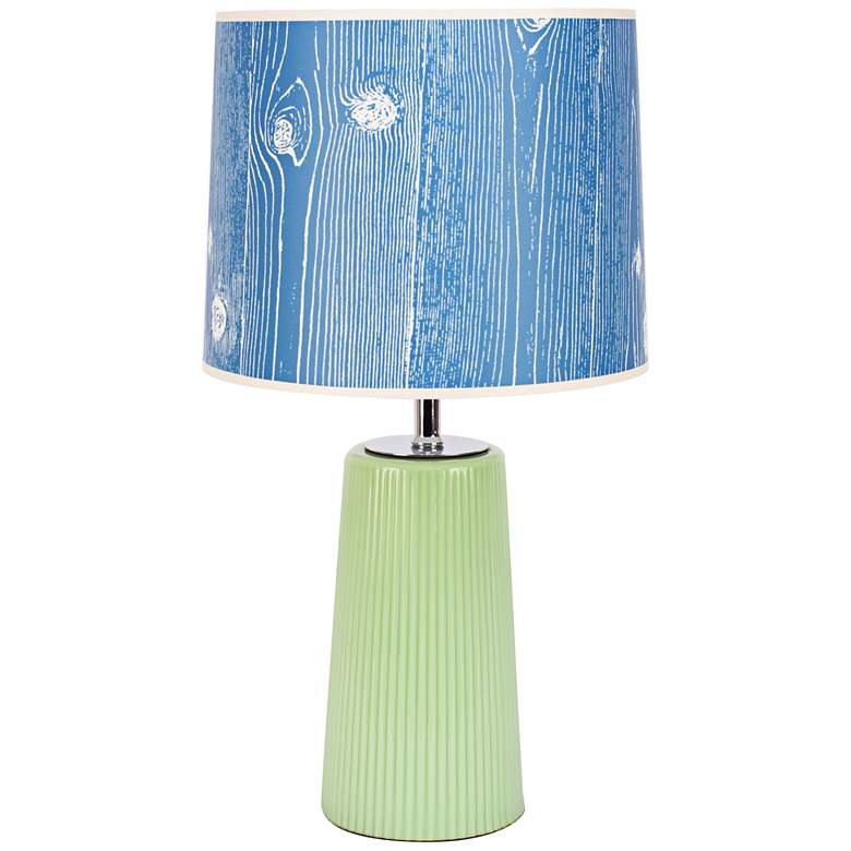 Image 1 Martha Apple Glass Table Lamp with Faux Bois Marine Shade