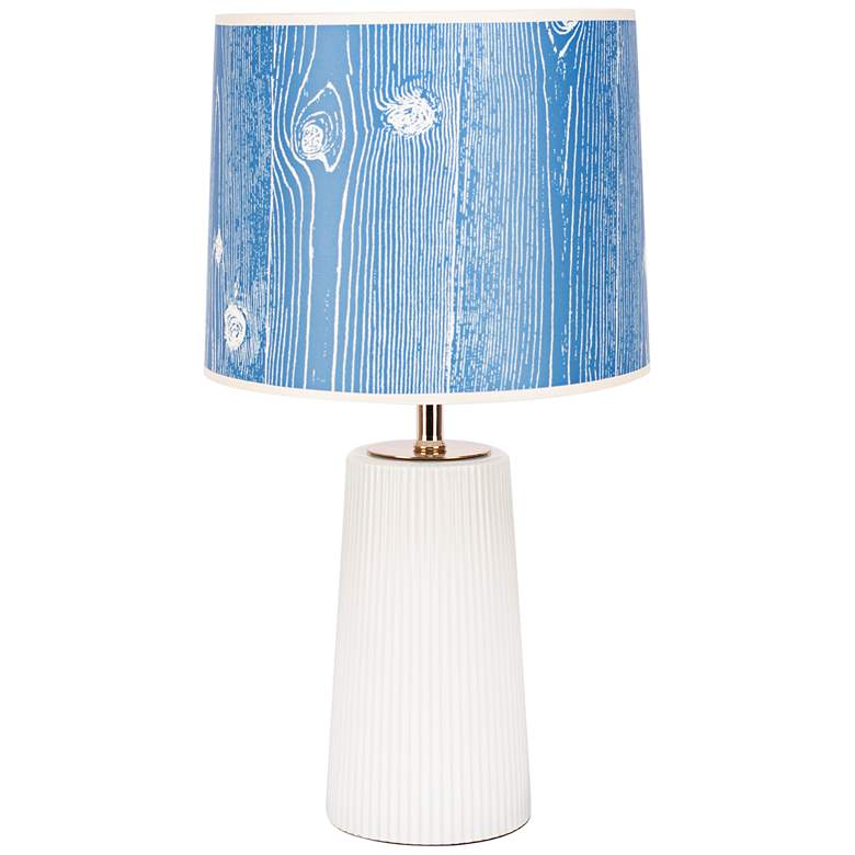 Image 1 Martha Milk Glass Table Lamp with Faux Bois Marine Shade
