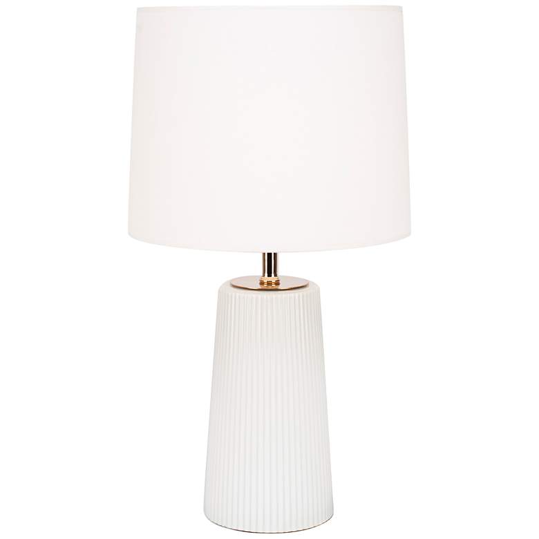 Image 1 Martha Milk Glass Table Lamp with Ivory Shade