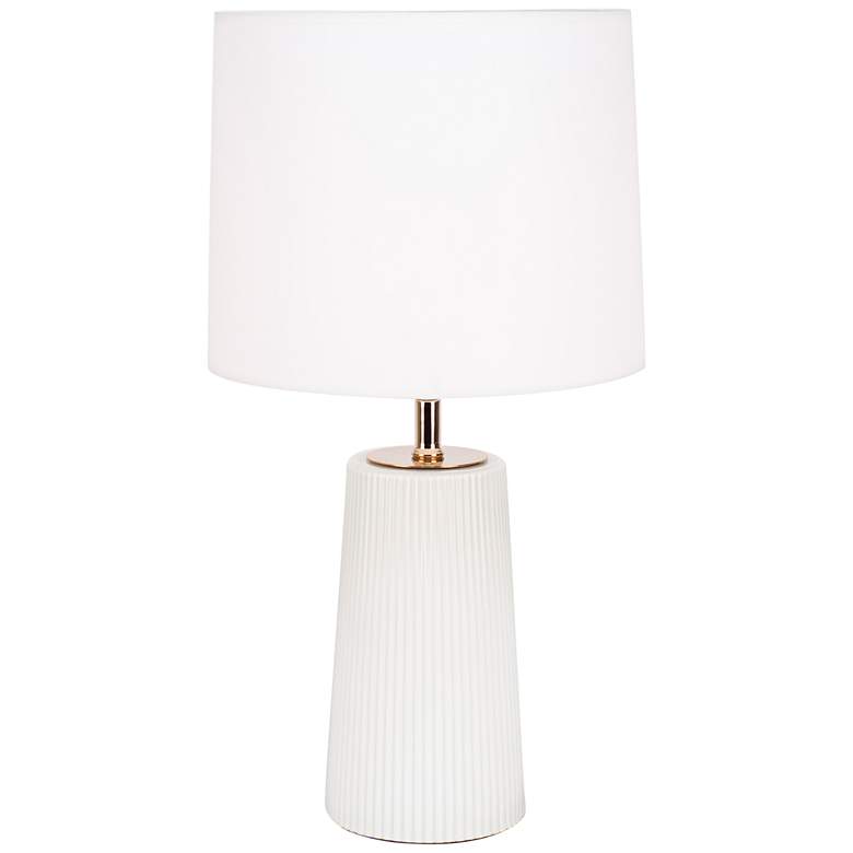 Image 1 Martha Milk Glass Table Lamp with White Linen Shade