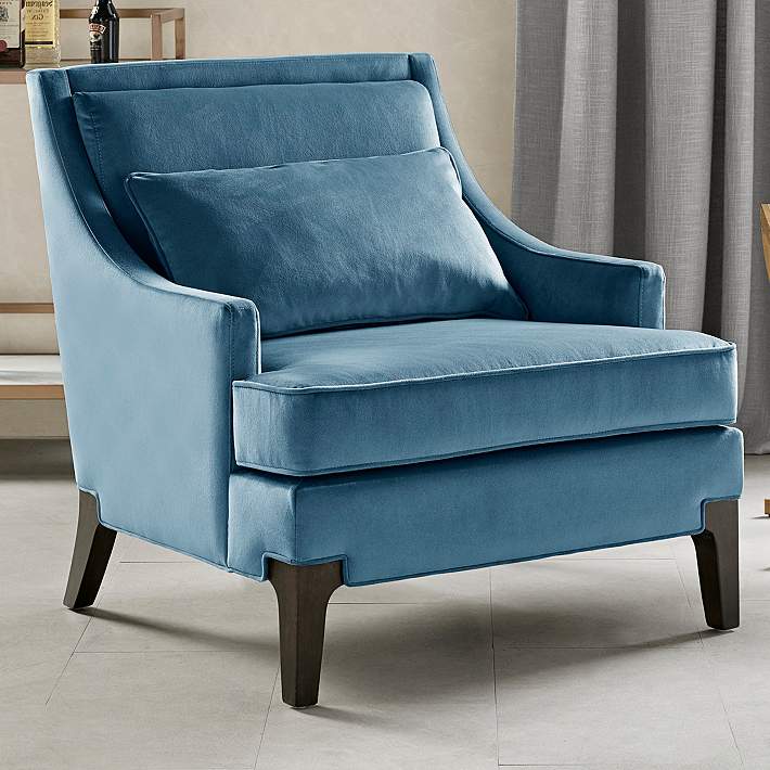 Martha Stewart Anna Blue Jacquard Fabric Accent Armchair #384N8