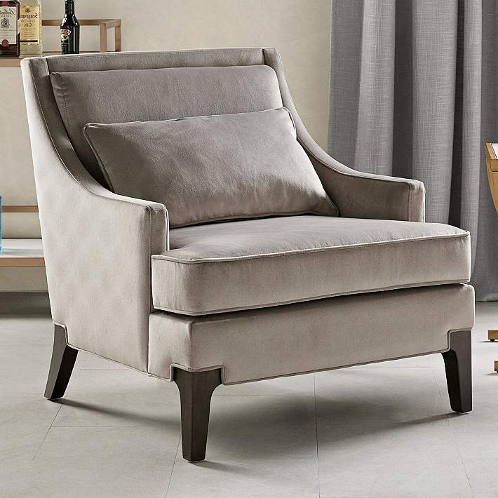 Martha Stewart Anna Light Gray Fabric Accent Armchair #377N8
