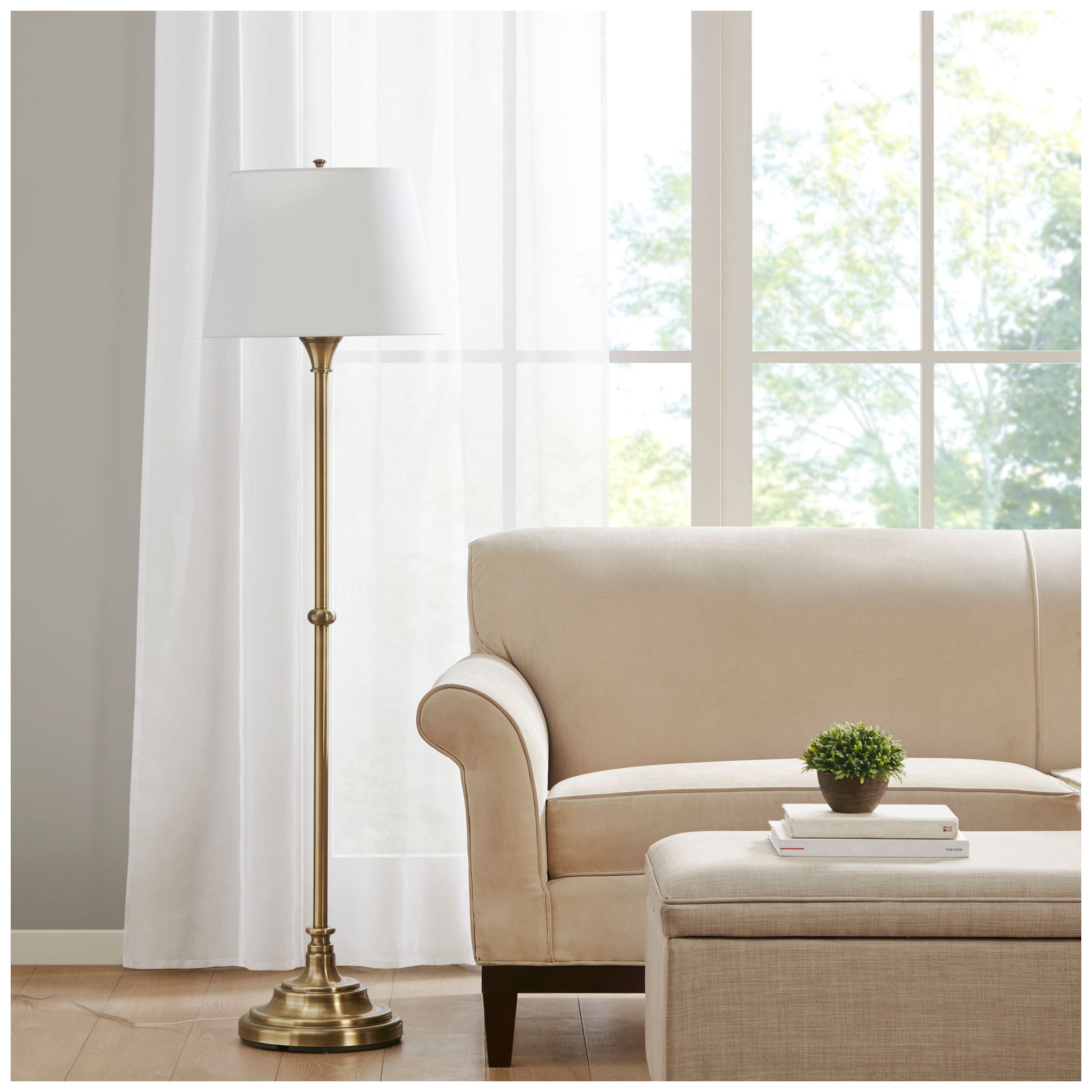 Image 2 Martha Stewart Antique Brass Aelorian Floor Lamp 59"H more views