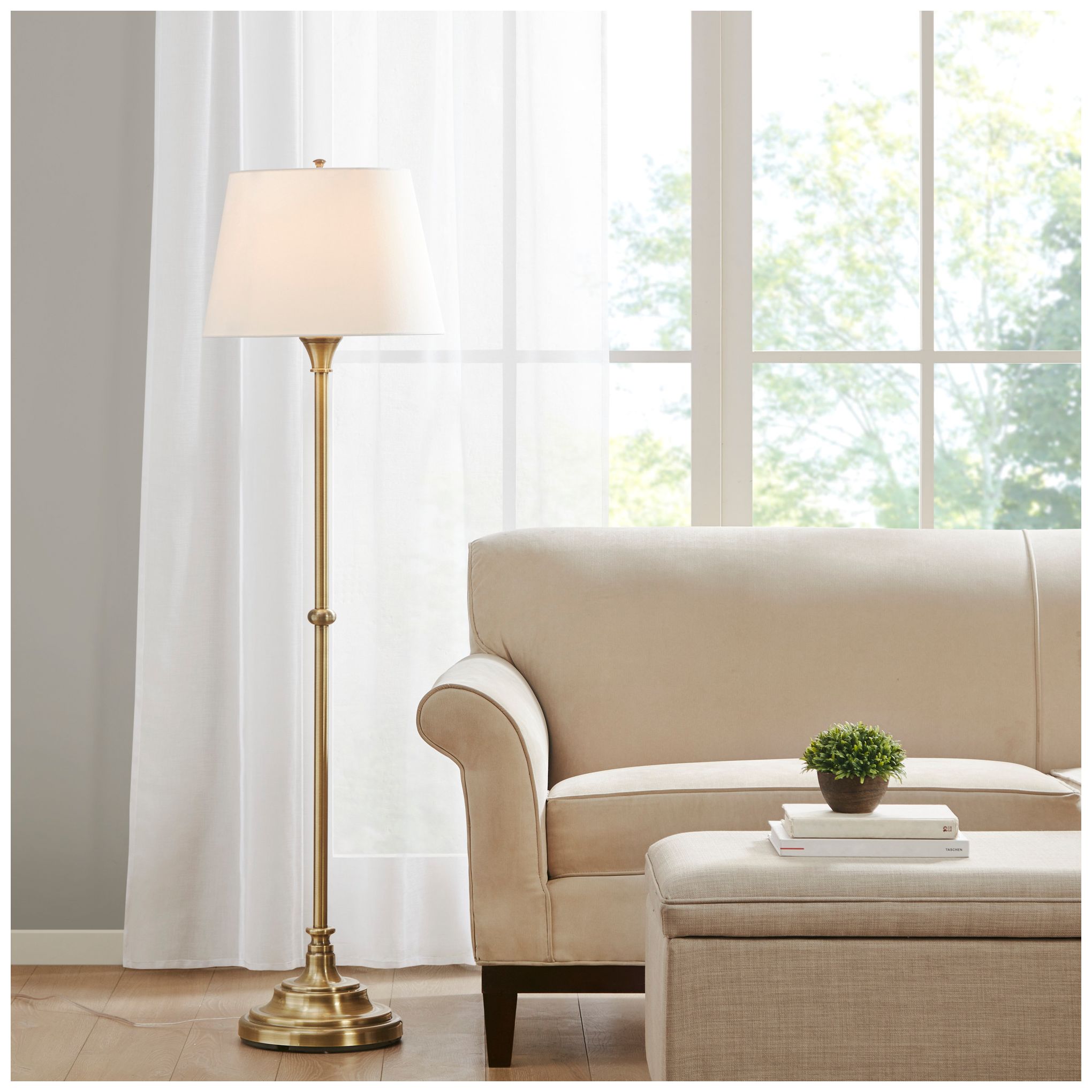 Image 3 Martha Stewart Antique Brass Aelorian Floor Lamp 59"H more views