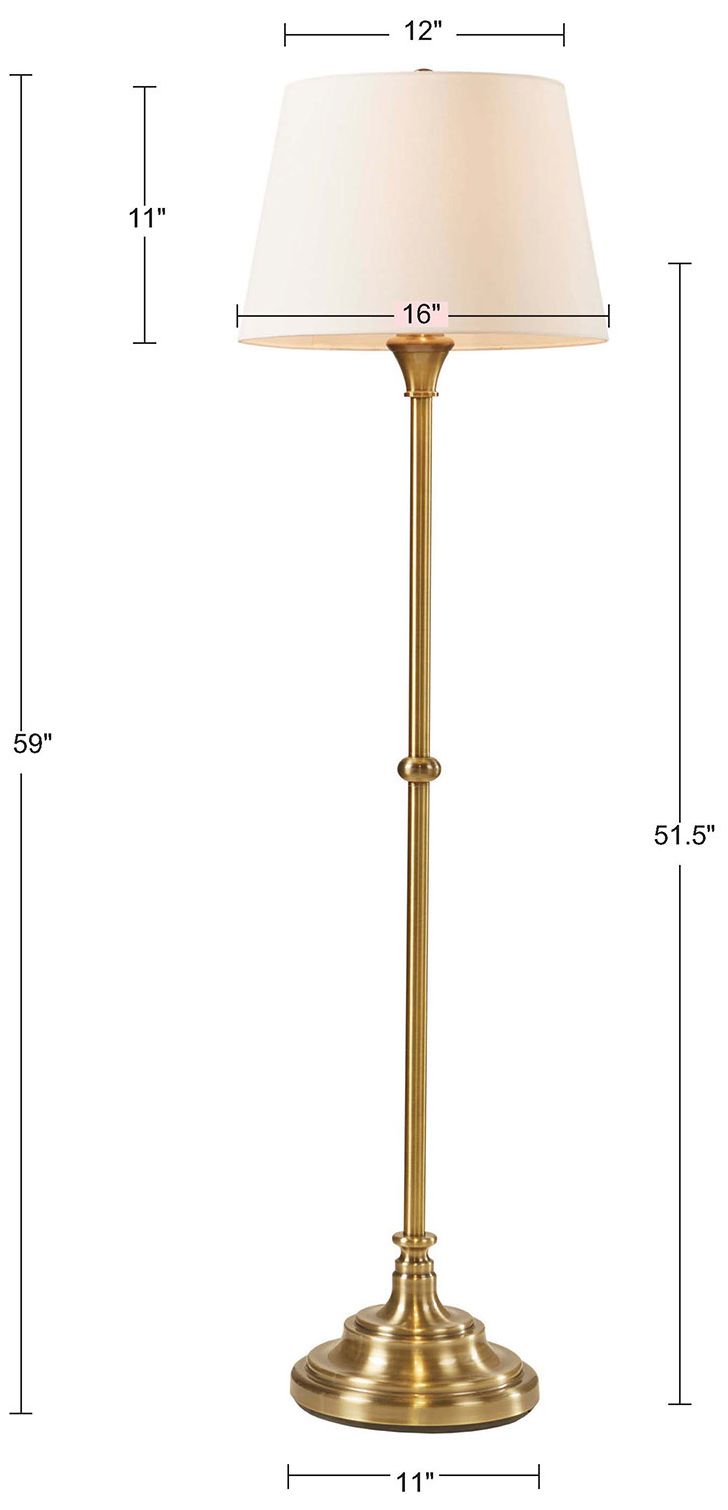 Image 6 Martha Stewart Antique Brass Aelorian Floor Lamp 59"H more views