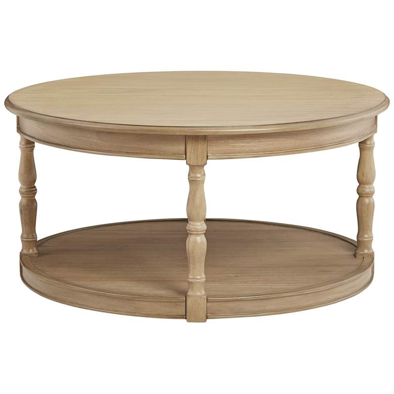 Image 2 Martha Stewart Belden 36 inchW Reclaimed Natural Wood Round Coffee Table