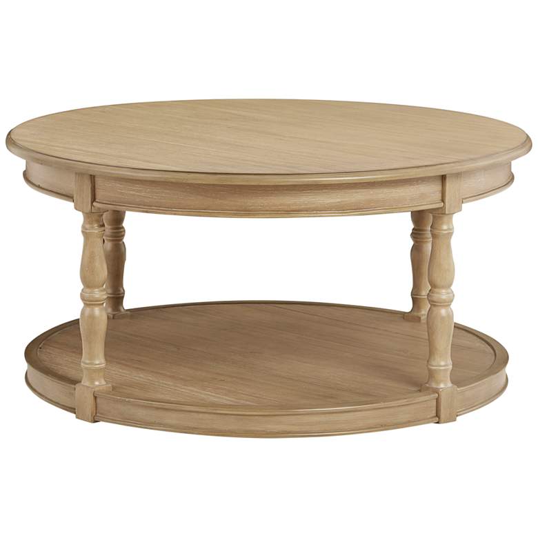 Image 6 Martha Stewart Belden 36 inchW Reclaimed Natural Wood Round Coffee Table more views