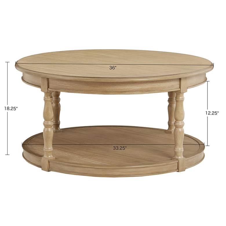 Image 7 Martha Stewart Belden 36 inchW Reclaimed Natural Wood Round Coffee Table more views