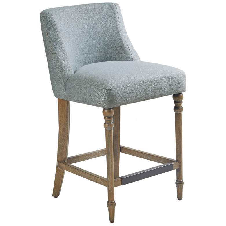 Image 1 Martha Stewart Blue Delaney 25" Upholstered Counter Stool