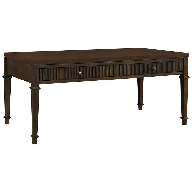 Image 1 Martha Stewart Brown Kenna Fluted 2-drawer Coffee Table
