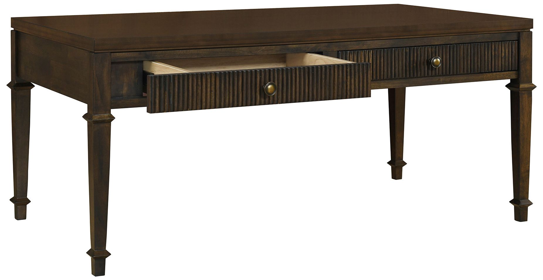 Image 6 Martha Stewart Brown Kenna Fluted 2-drawer Coffee Table more views
