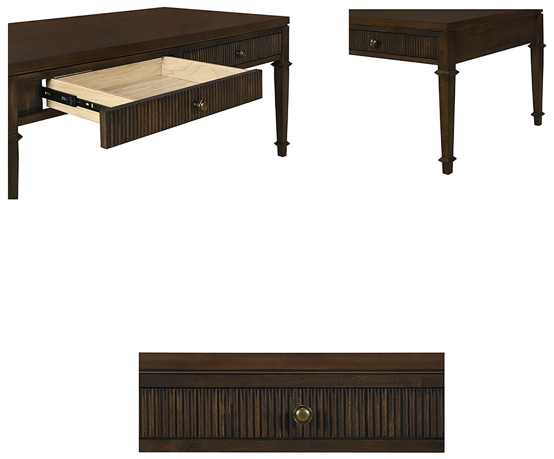Image 7 Martha Stewart Brown Kenna Fluted 2-drawer Coffee Table more views