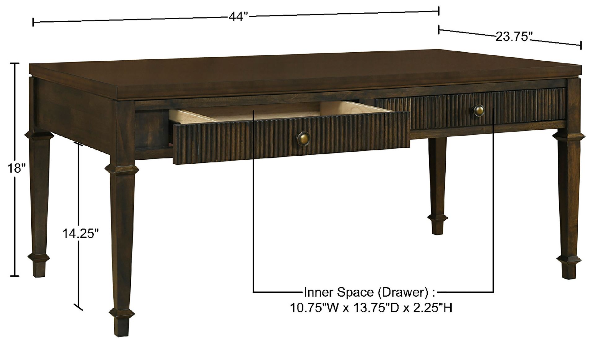 Martha Stewart Brown Kenna Fluted 2-drawer Coffee Table