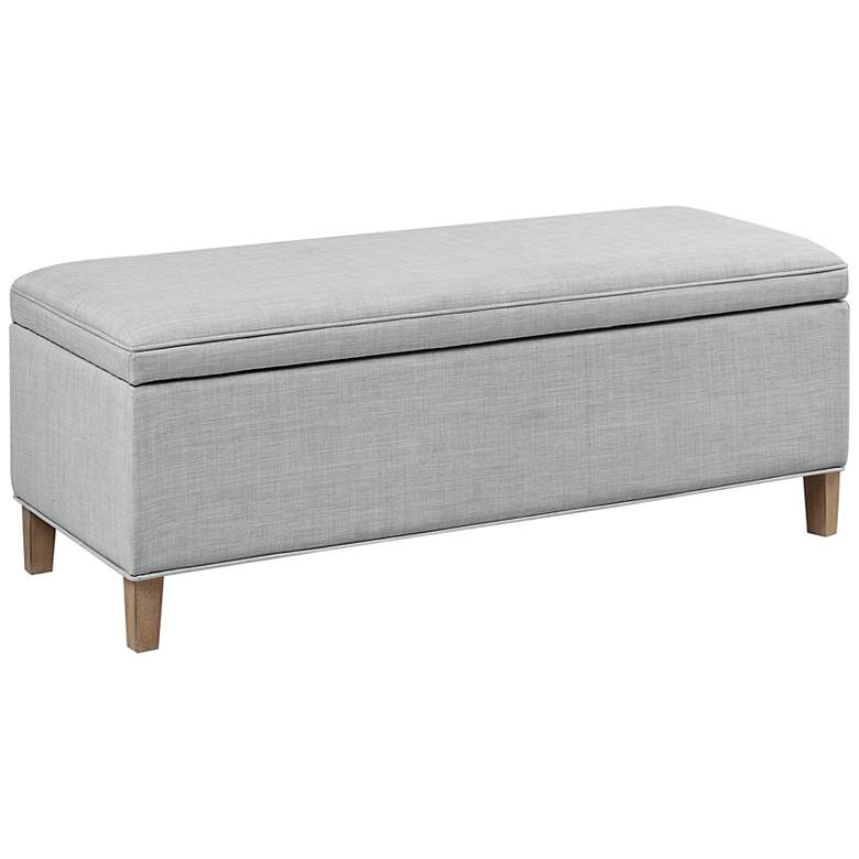 Image 2 Martha Stewart Caymus 48 inch Wide Light Gray Rectangular Storage Bench