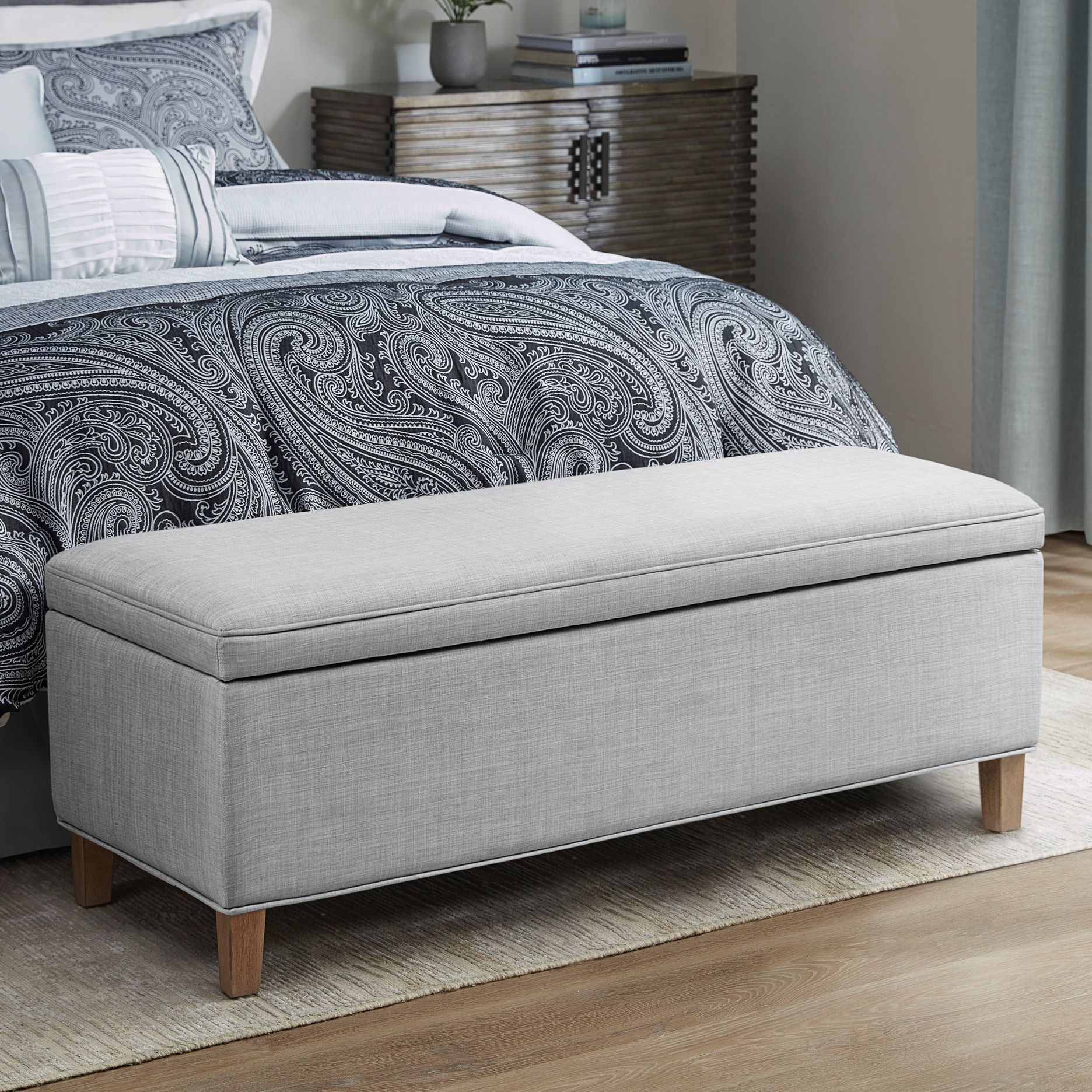 Light gray deals storage bench