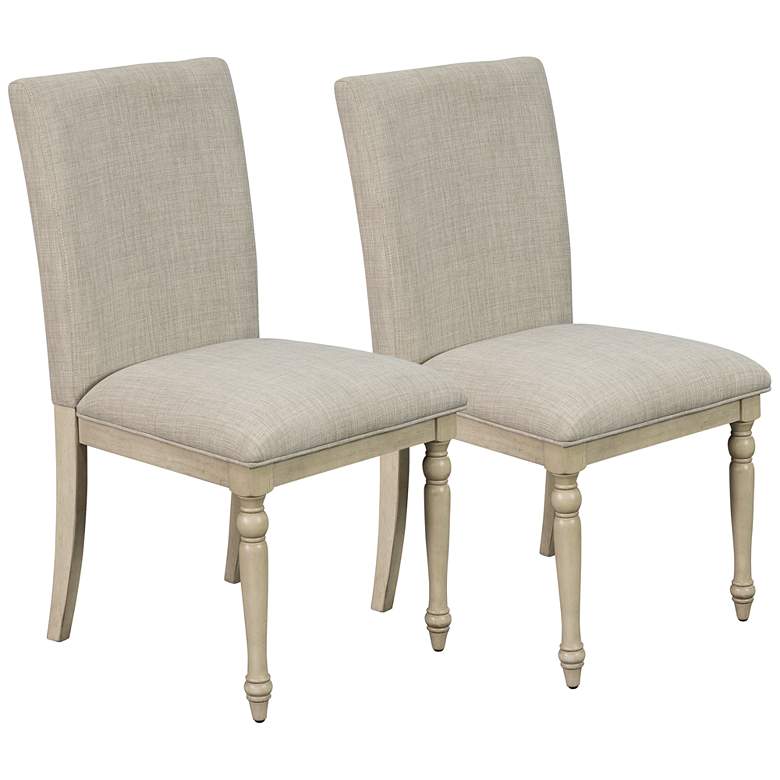 Image 2 Martha Stewart Fiona Light Gray Fabric Dining Chairs Set of 2