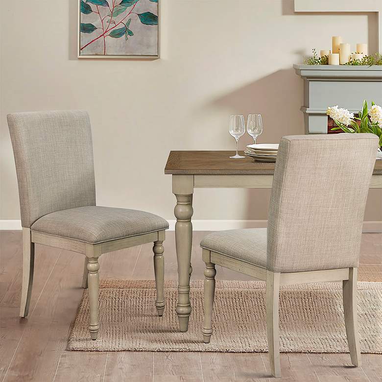 Image 1 Martha Stewart Fiona Light Gray Fabric Dining Chairs Set of 2