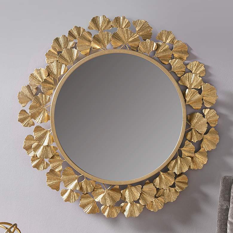 Image 1 Martha Stewart Gold Eden Textured antique gold foil ginkgo mirror