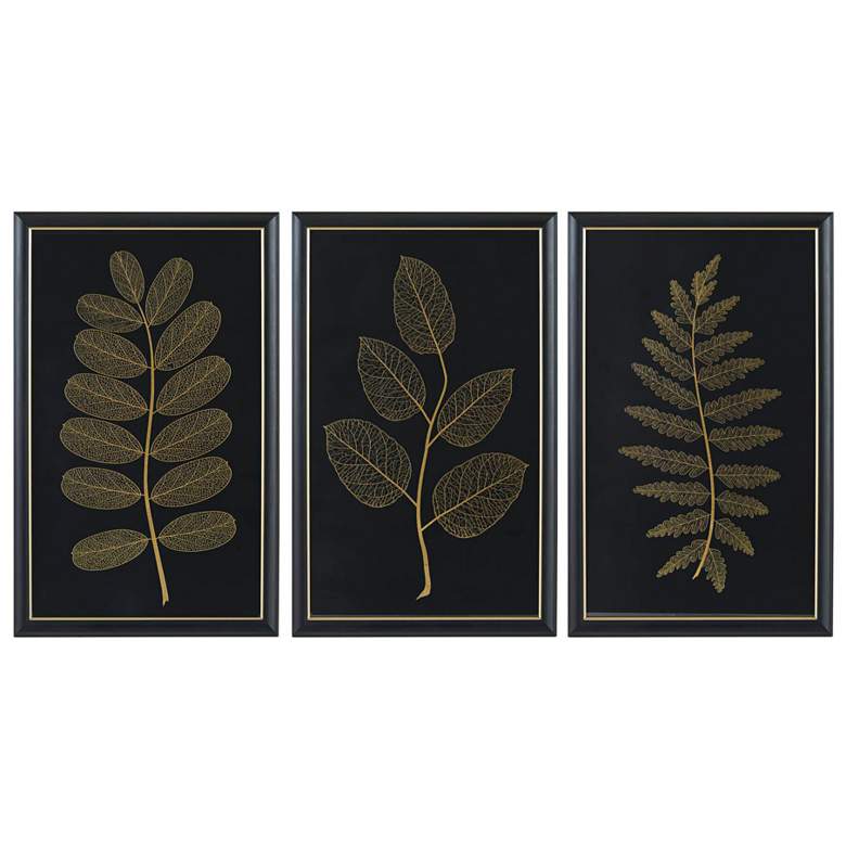 Image 1 Martha Stewart Gold Metallic Leaf Panel Framed Graphic Wall Decor Set
